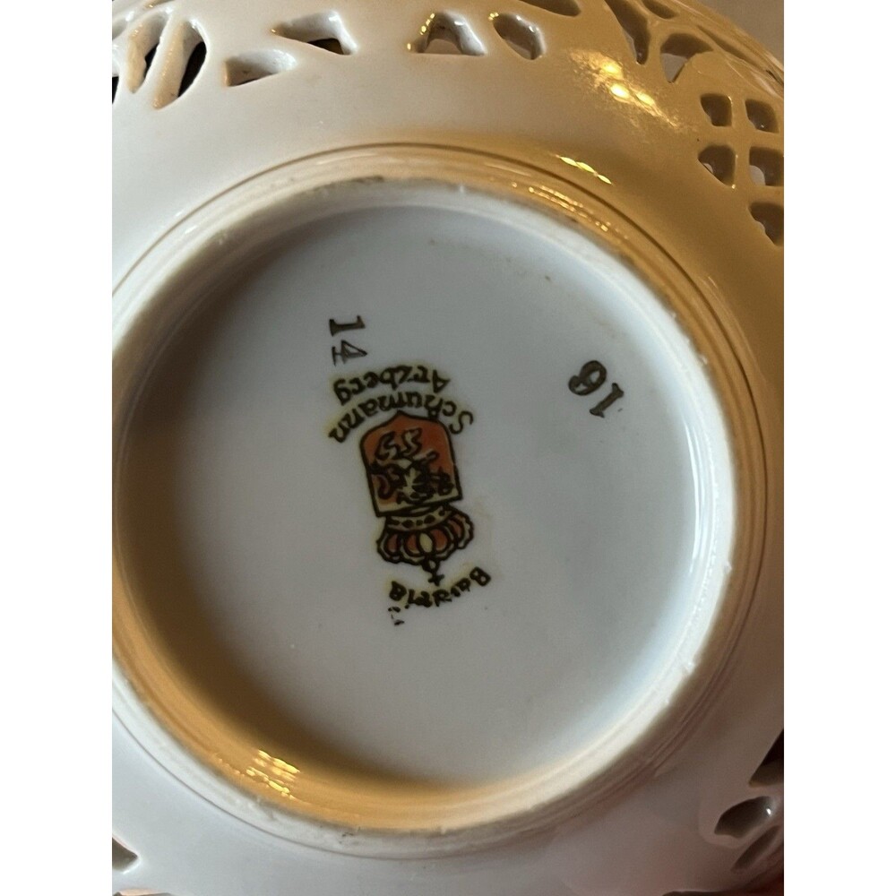Vintage Schumann Arzberg Bavaria Reticulated Floral Trinket Bowl No Chips - Picture 4 of 8